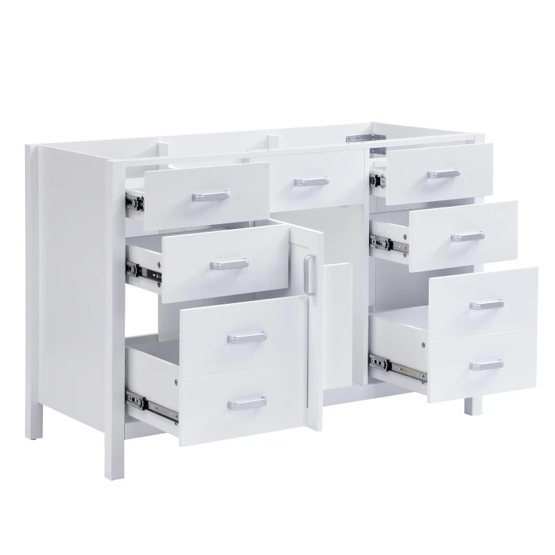 47-inch Bathroom Vanity Cabinet Base with Door-Mounted Dual-Tier Racks, Soft CloseVanity- Cabinet for Busy Households, 46.5'' L x 19'' W x 31.5'' H, White