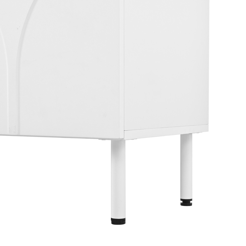 Low-Profile TV Cabinet with 4 Doors and 2 Internal Storage Compartments, Modern TV Stand with PB and MDF Construction, 71'' L x 14'' W x 19.5'' H, White