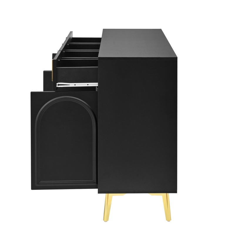 Spacious Sideboard with Adjustable Shelves, Versatile Storage Cabinet for Living and Dining Rooms, 47" L x 15" W x 32.5" H, Black