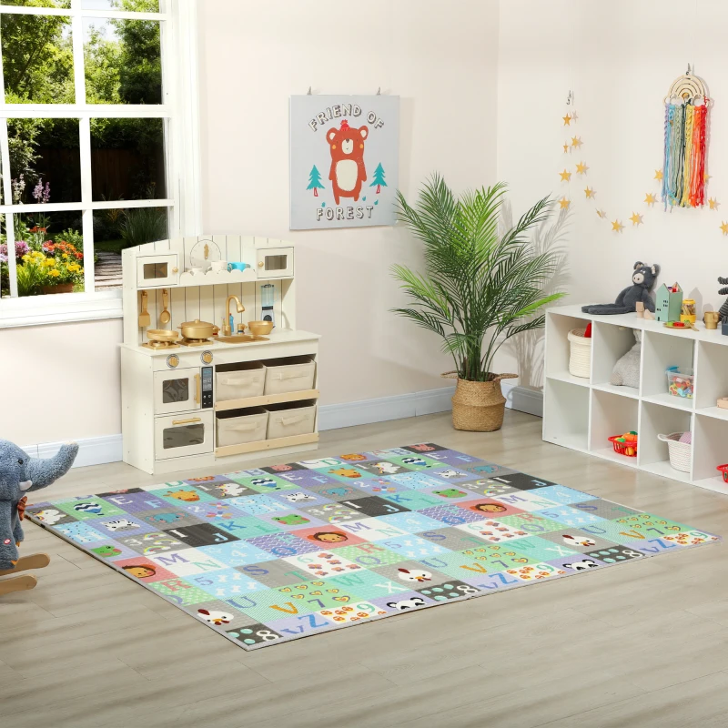 Qaba Baby Play Mat Double-Sided, Foldable Activity Playmat, Waterproof Reversible Playmat for Toddlers, 71" x 59"