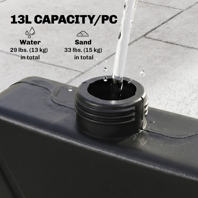 Outsunny Set of 4 Umbrella Base Weights Outdoor Parasol Holder for Cross Base Portable