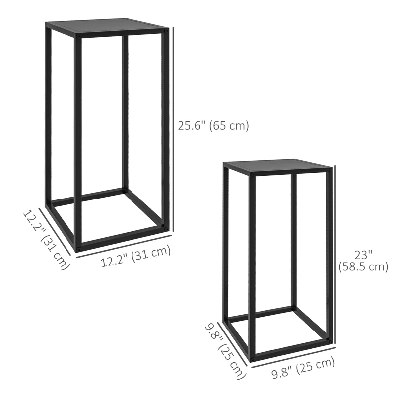 Outsunny Set of 2 Plant Stands, Decorative Flower Display Holder for Living Room Balcony
