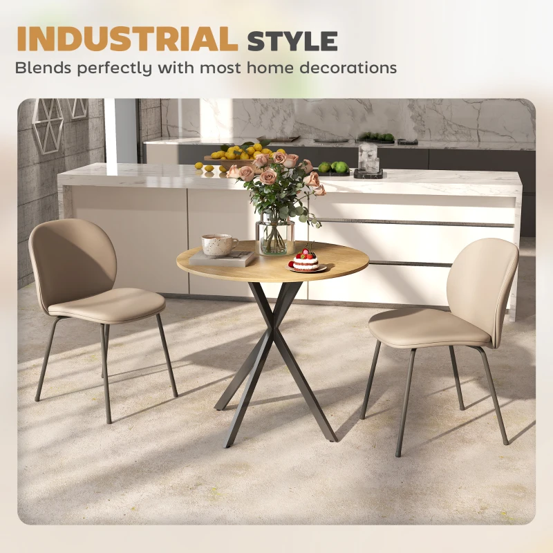 HOMCOM 31.5" Industrial Round Dining Table - White Oak