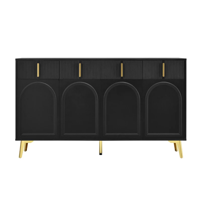 Spacious Sideboard with Adjustable Shelves, Versatile Storage Cabinet for Living and Dining Rooms, 47" L x 15" W x 32.5" H, Black