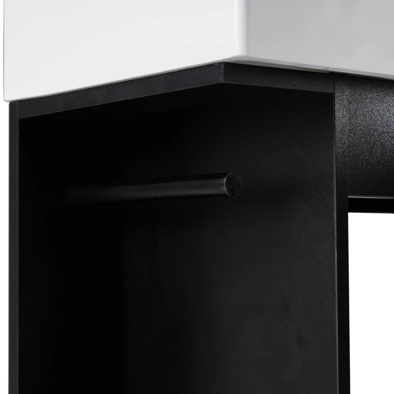 Practical Bathroom Vanity with 2-Tier Storage Shelves and Toilet Paper Holder, Compact Cabinet for Small Bathrooms, 18.5" L x 10.5" W x 33" H, Black
