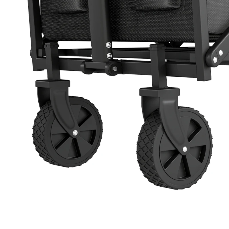 Outsunny Steel Frame Folding Garden Cart, Collapsible Wagon with Telescopic Handle and All-Terrain Wheels