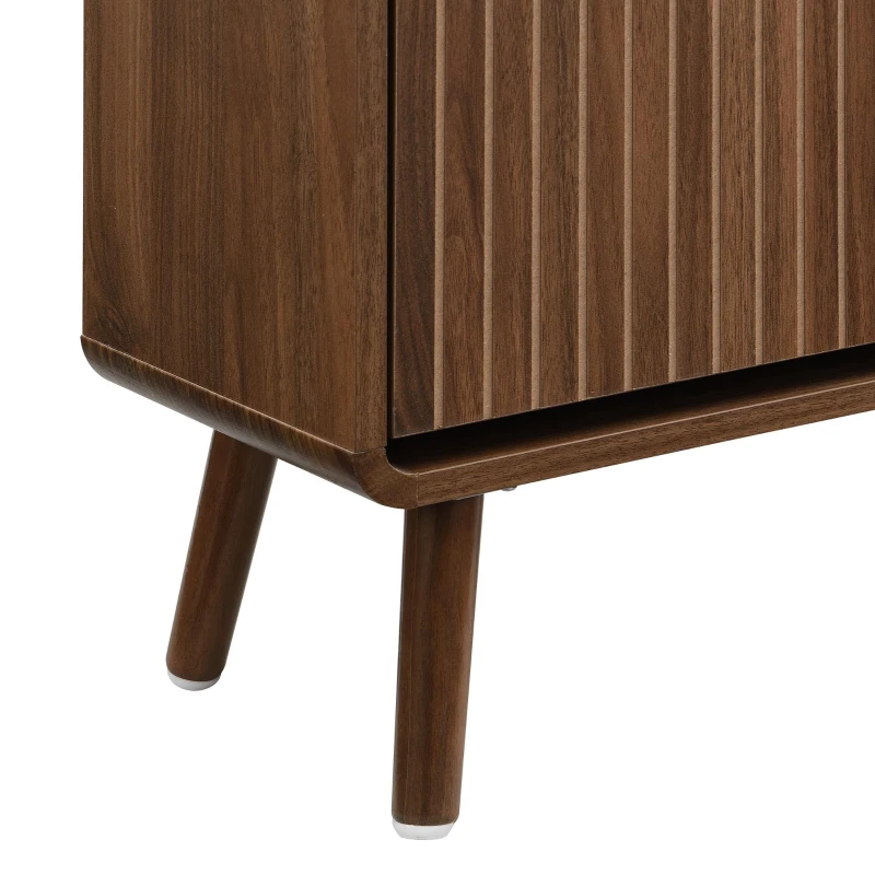 Modern Shoe Cabinet with Solid Tapered Wood Legs, Walnut Shoe Organizer with Double-Tier Storage, 41.5'' L x 9.5'' W x 36'' H, Walnut