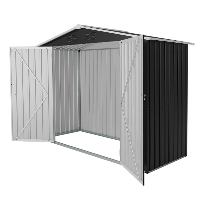 Vented Bike Storage House with Reinforced Roof Beams, Outdoor Metal Storage Shed for Backyard, 93.5'' L x 43.5'' W x 72.5'' H, Black
