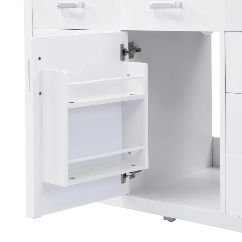 48" Bathroom Vanity with 2" Integrated Resin Sink, Multi- Drawer Vanity Cabinet with Removable Dividers and Door Racks, 47'' L x 19.5'' W x 33.5'' H, White
