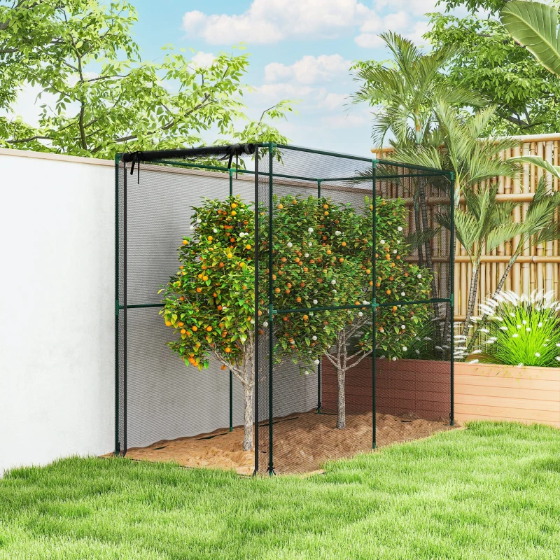Outsunny Crop Cage, Plant Protection Tent with Zippered Door, Plant Protector from Animals for Vegetables Flowers Fruits, Black