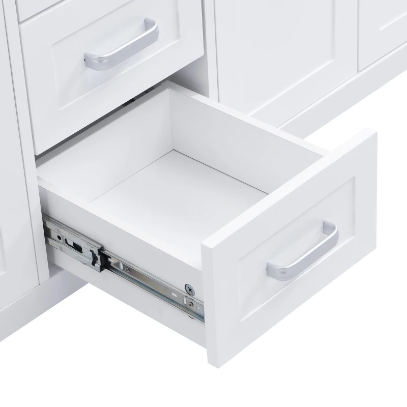 Double Sink Bathroom Vanity with Integrated Resin Sinks, 4-Drawer Storage Vanity for Modern Bathrooms, 59'' L x 19.5'' W x 33.5'' H, White