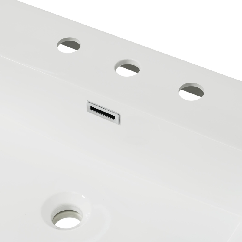 Resin Vanity Top with Integrated Basin, Pre-Drilled Sink Top with Built-In Overflow, 47'' L x 19.5'' W x 7'' H, White