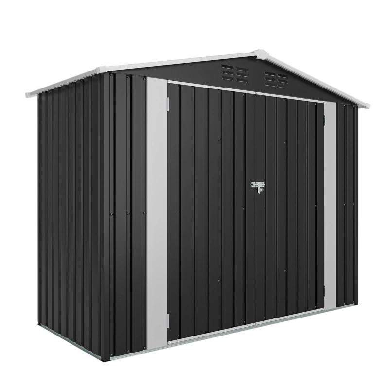Vented Bike Storage House with Reinforced Roof Beams, Outdoor Metal Storage Shed for Backyard, 93.5'' L x 43.5'' W x 72.5'' H, Black