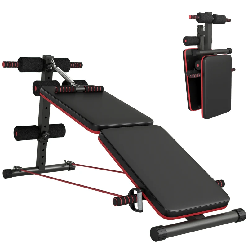 Soozier Foldable Sit Up Bench Core Workout for Home Gym Black