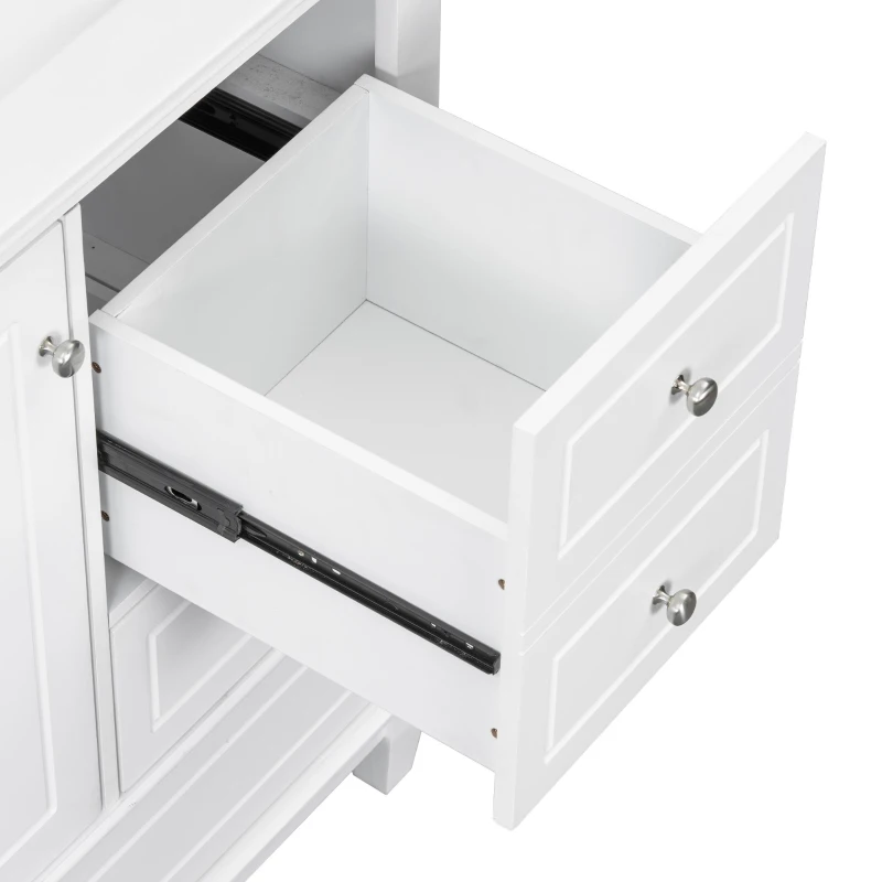 Spacious Bathroom Vanity with 3 Drawers and One-Door Cabinet, Freestanding Cabinet for Small Bathrooms, 36" L x 18.5" W x 33.5" H, White