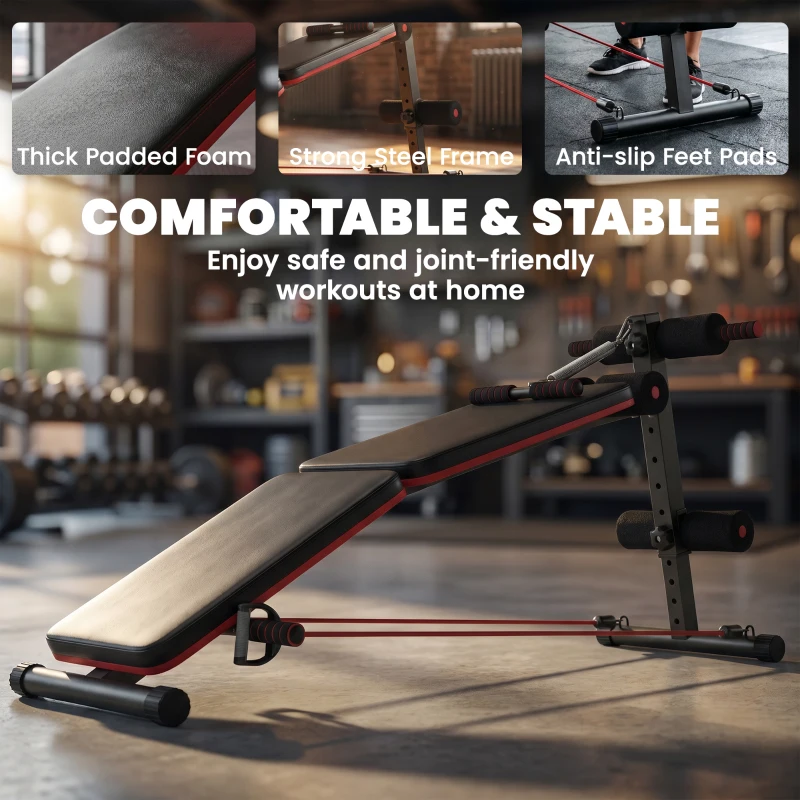 Soozier Foldable Sit Up Bench Core Workout for Home Gym Black