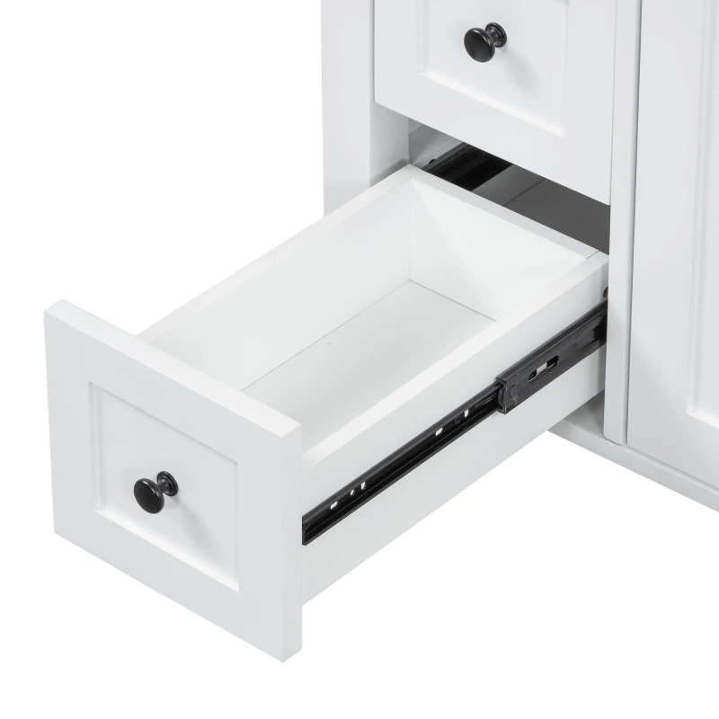 Double Bathroom Vanities with Tip-Out Top Drawer and 3 Pull-Out Drawers, Stylish Cabinets with Freestanding Design, 48" L x 18.5" W x 34" H, White