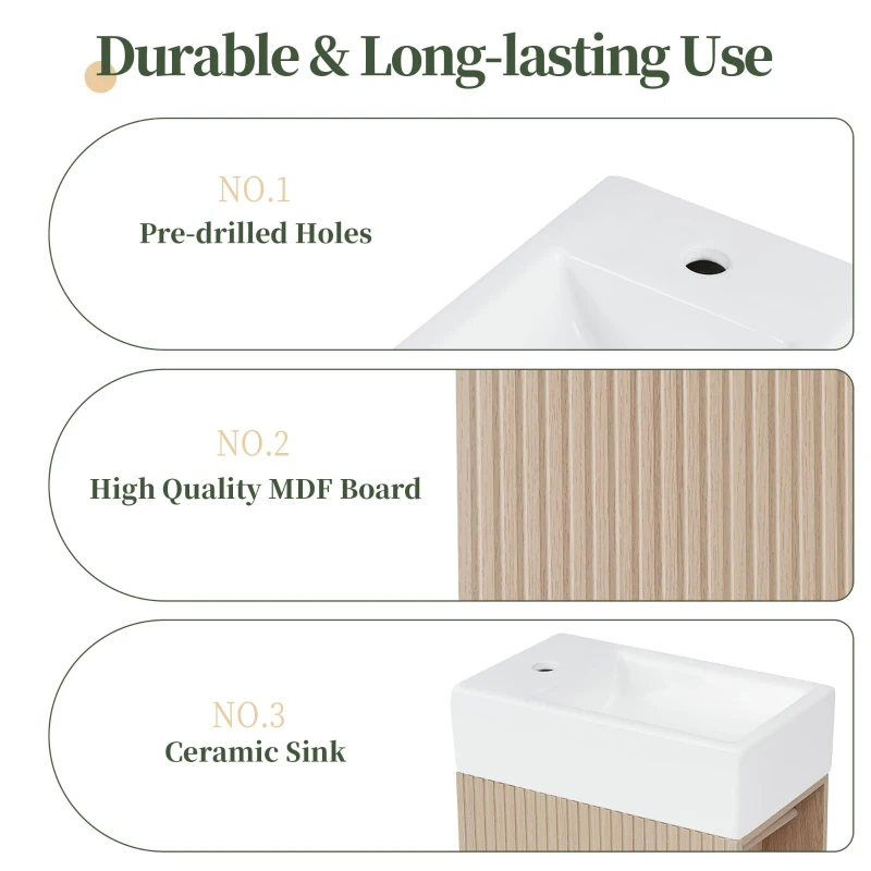 Practical Bathroom Vanity with 2-Tier Shelves and Toilet Paper Holder, Compact Cabinet for Small Bathrooms, 18.5" L x 10.5" W x 33" H, Natural Wood