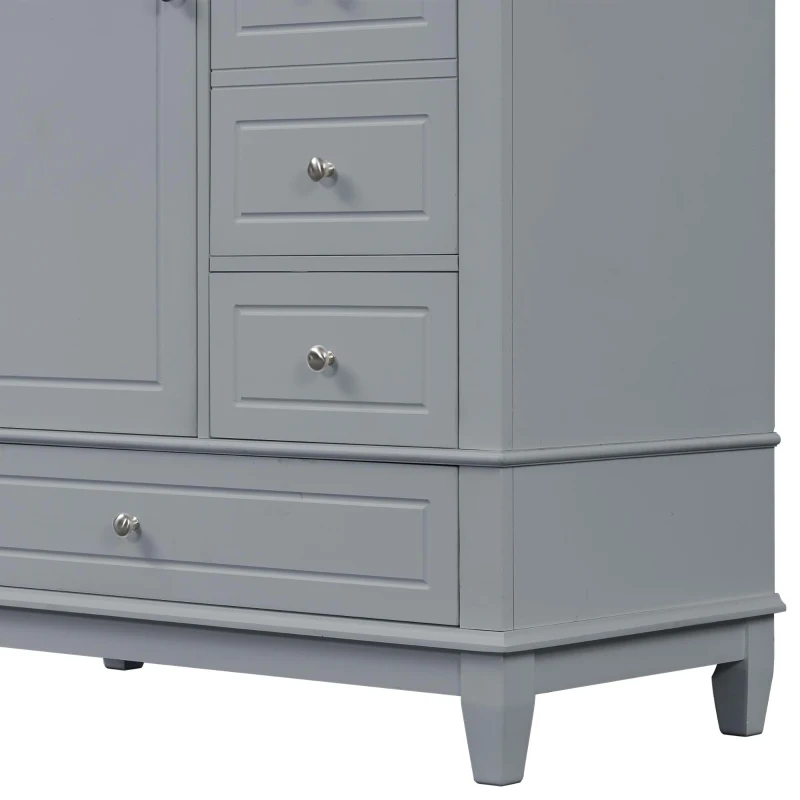 Spacious Bathroom Vanity with 3 Drawers and One-Door Cabinet, Freestanding Cabinet for Small Bathrooms, 36" L x 18.5" W x 33.5" H, Gray