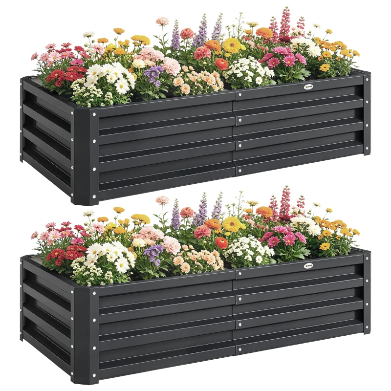 Outsunny Galvanized Raised Garden Bed, 4' x 2' x 1' Metal Planter Box, for Growing Vegetables, Flowers, Herbs, Succulents, Gray