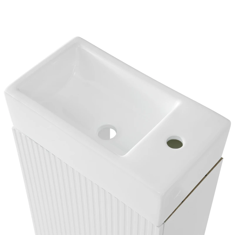 Practical Bathroom Vanity with 2-Tier Storage Shelves and Toilet Paper Holder, Compact Cabinet for Small Bathrooms, 18.5" L x 10.5" W x 33" H, White