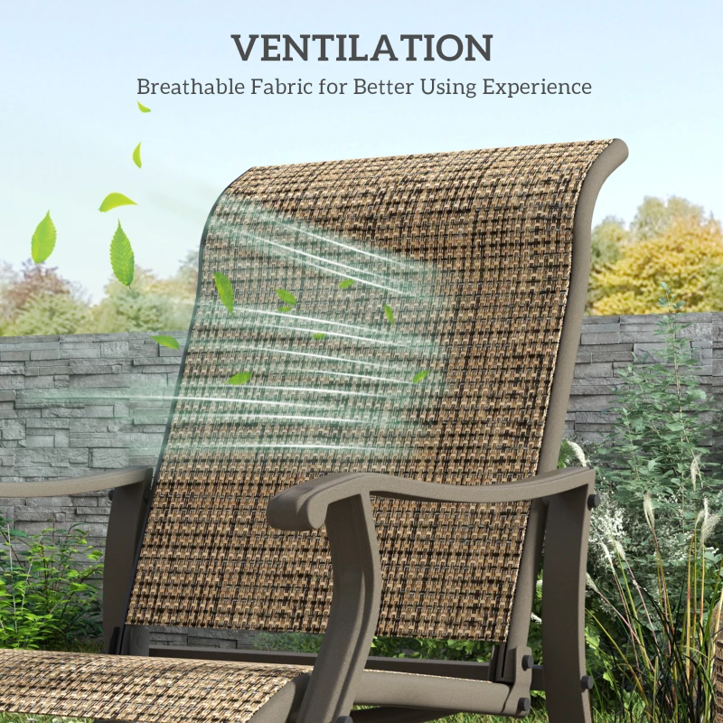 Outsunny Outdoor Glider Chair, Patio Glider with Steel Frame and Mesh Fabric, Outdoor Patio Chair for Backyard, Garden and Porch, Light Mixed Brown