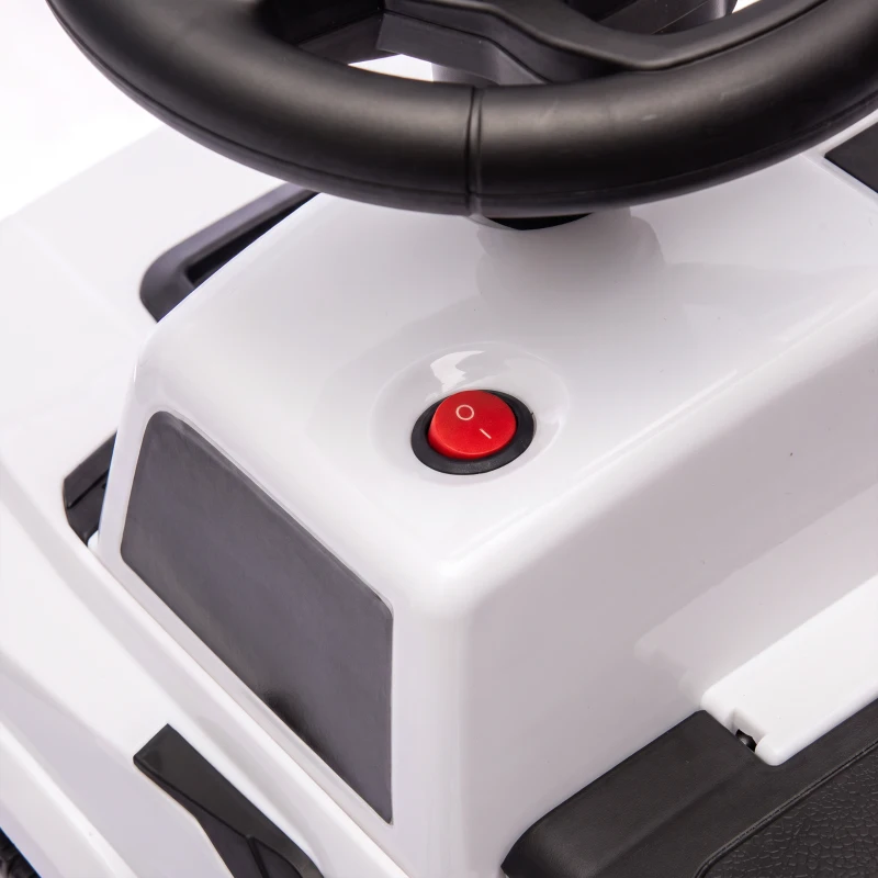 Qaba 3 In 1 Licensed Ford Kids Push Car with Push Handle, Horn, Sound, Secure Bar, Storage, for Toddlers 18-36 Months, White