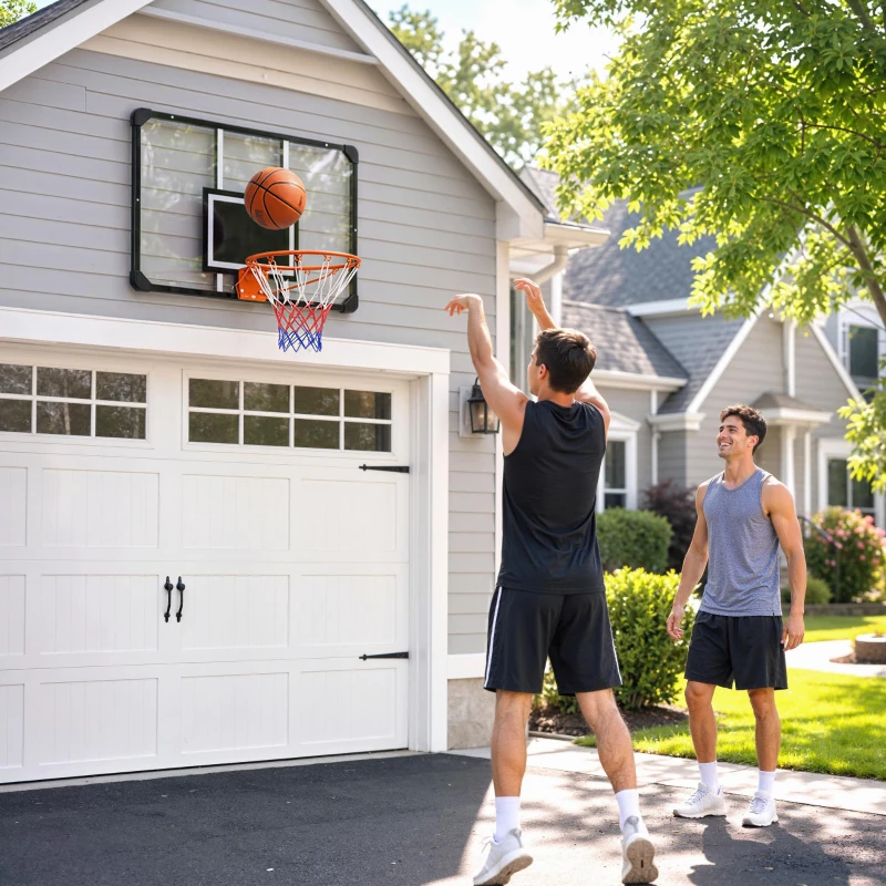 Soozier Wall Mounted Basketball Hoop with Shatter Proof Backboard, Durable Rim and All-Weather Net for Indoor and Outdoor Use