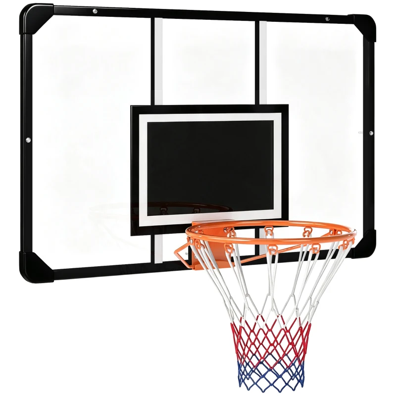 Soozier Wall Mounted Basketball Hoop with Shatter Proof Backboard, Durable Rim and All-Weather Net for Indoor and Outdoor Use