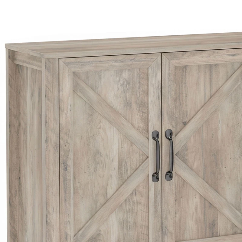 HOMCOM Sideboard Buffet, Storage Cabinet with Barn Door and Adjustable Shelf, TV Stand for TVs up to 65 Inches, Light Grey