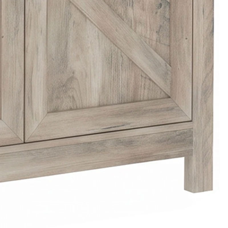 HOMCOM Sideboard Buffet, Storage Cabinet with Barn Door and Adjustable Shelf, TV Stand for TVs up to 65 Inches, Light Grey