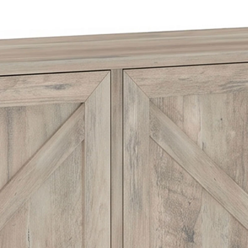 HOMCOM Sideboard Buffet, Storage Cabinet with Barn Door and Adjustable Shelf, TV Stand for TVs up to 65 Inches, Light Grey