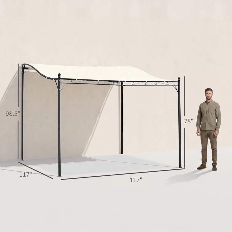 Outsunny 10' x 10' Steel Outdoor Pergola Gazebo, Patio Canopy with Weather-Resistant Fabric and Drainage Holes for Backyard, Deck, Garden, Cream White