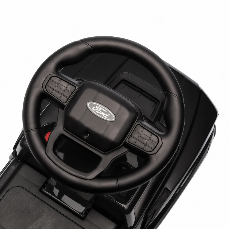 Qaba 3 In 1 Licensed Ford Kids Push Car with Push Handle, Horn, Sound, Secure Bar, Storage, for Toddlers 18-36 Months, Black