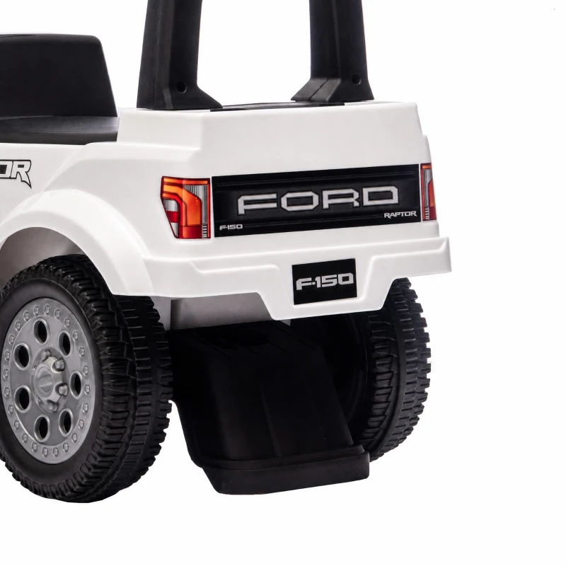 Qaba 3 In 1 Licensed Ford Kids Push Car with Push Handle, Horn, Sound, Secure Bar, Storage, for Toddlers 18-36 Months, White