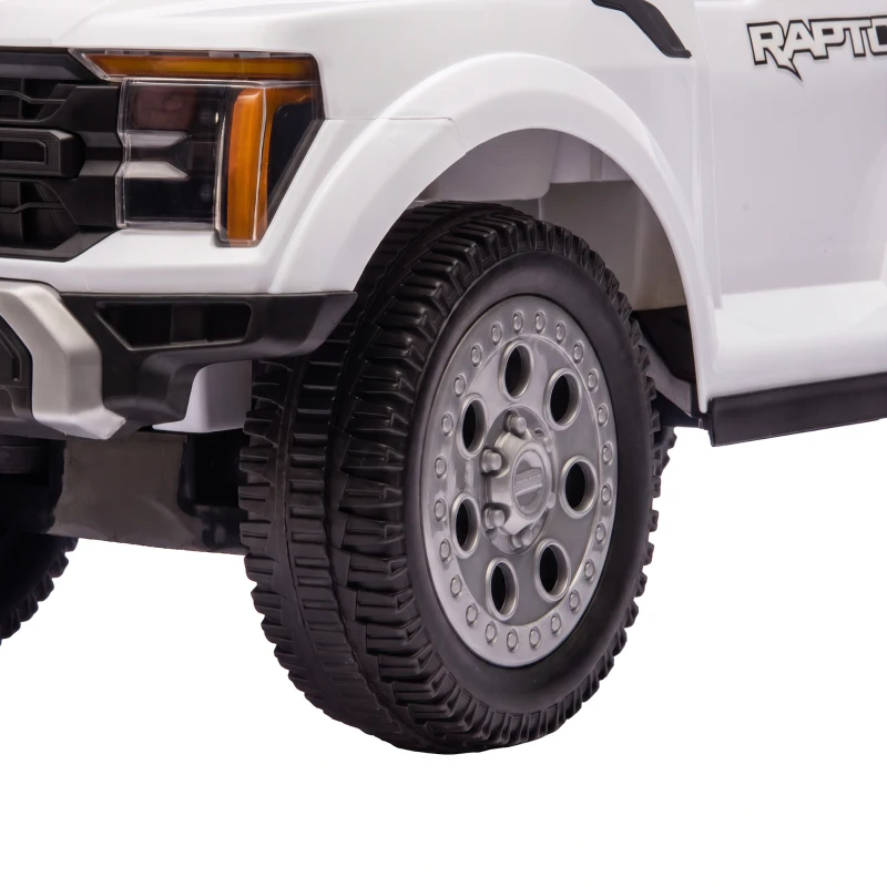 Qaba 3 In 1 Licensed Ford Kids Push Car with Push Handle, Horn, Sound, Secure Bar, Storage, for Toddlers 18-36 Months, White