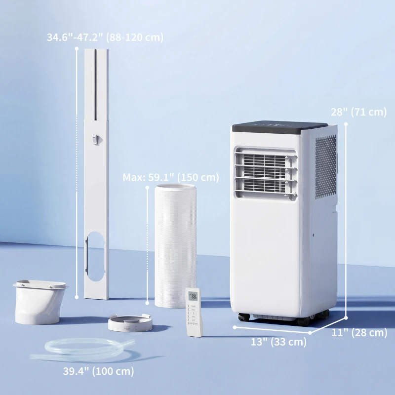 HOMCOM 10000 BTU Portable 4-in-1 Air Conditioner with Cool, Dehumidifier, Fan, Sleep, WiFi Voice Remote Control, White