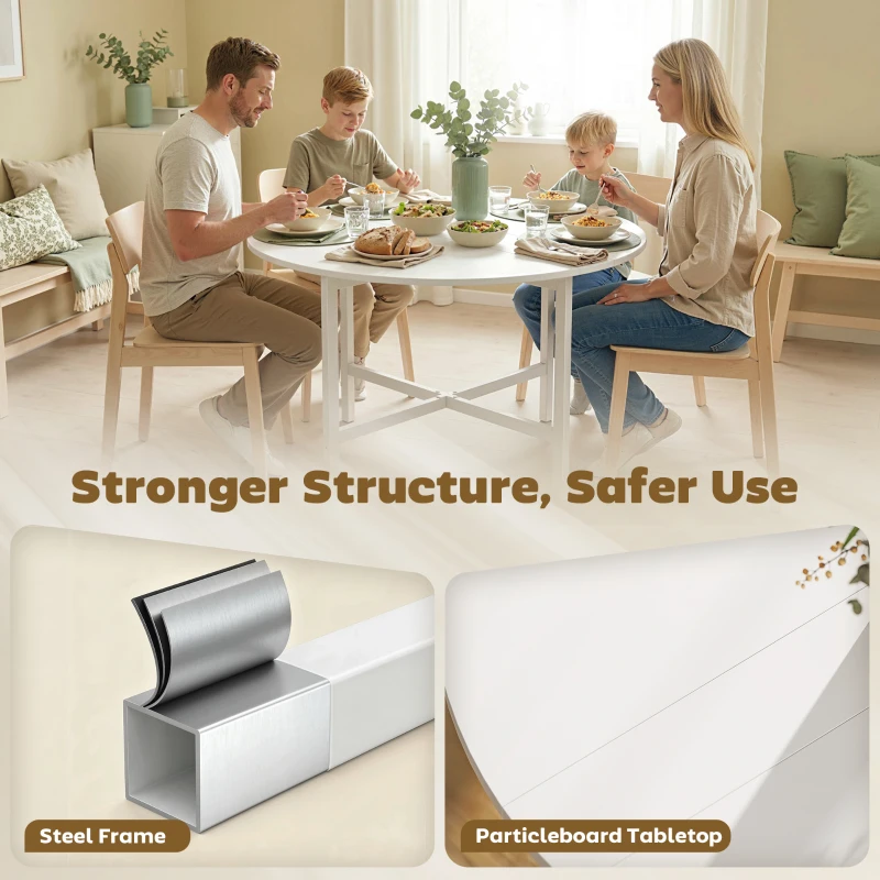 HOMCOM Drop Leaf Table, Folding Dining Table for Small Spaces 80 cm, White