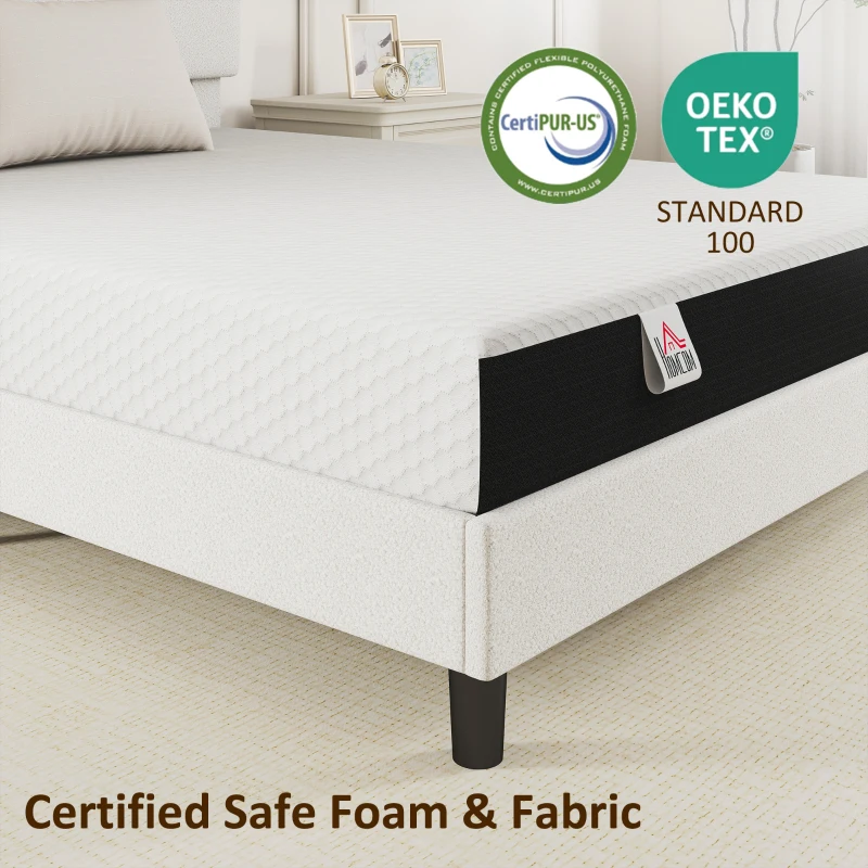 HOMCOM Queen Mattress 8 Inch Memory Foam Mattress in a Box, Pressure Relief & Lumbar Support, CertiPUR-US Certified Medium Firm