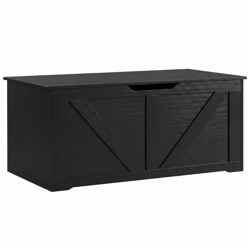 HOMCOM 39.4 Inches Storage Chest, Storage Trunk with 2 Safety Hinges for Living Room, White Wood Grain