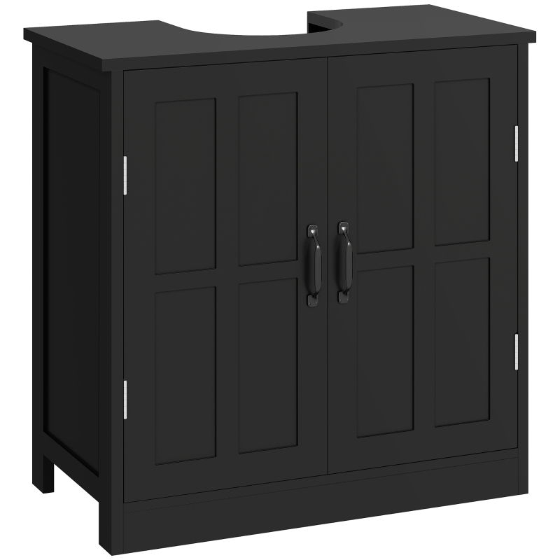 kleankin edestal Under Sink Cabinet, Bathroom Vanity Cabinet Storage with Double Doors and Adjustable Shelf, Black