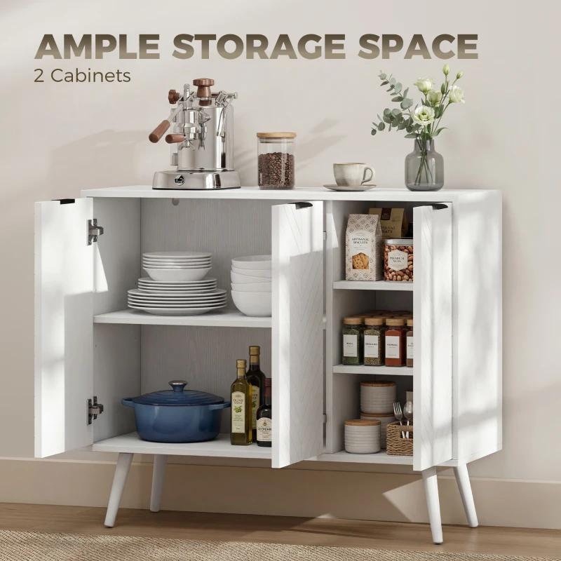 HOMCOM Modern Sideboard and Buffet, Dining Room Cabinet with Adjustable Shelves and 3 Doors, White