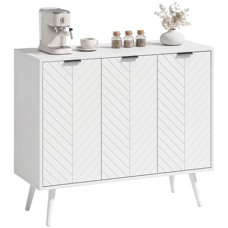 HOMCOM Modern Sideboard and Buffet, Dining Room Cabinet with Adjustable Shelves and 3 Doors, White