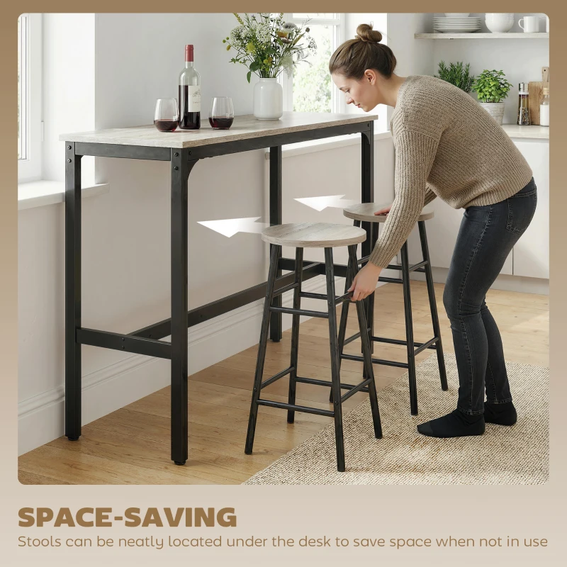 HOMCOM 3-Piece Counter Height Bar Table and Chairs, Dining Table and Chairs Set for 2, Pub Table and Chairs