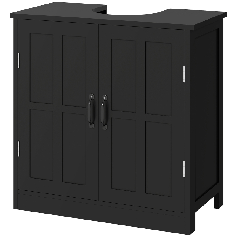 kleankin edestal Under Sink Cabinet, Bathroom Vanity Cabinet Storage with Double Doors and Adjustable Shelf, Black