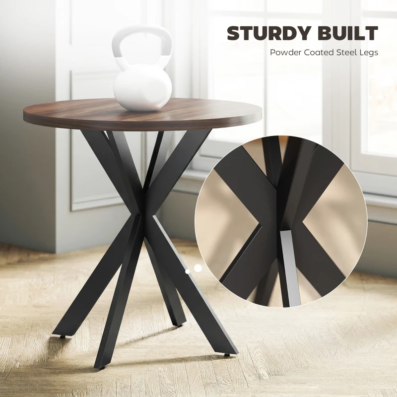 HOMCOM 29" Dining Table, Contemporary Round Kitchen Table with Steel Legs, Walnut
