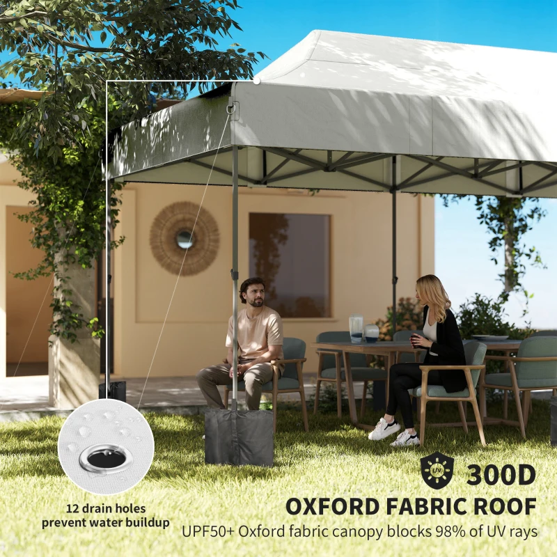 Outsunny 10 x 20 ft Pop Up Canopy Tent, Heavy Duty UPF50+ Outdoor Portable Instant Canopy Shelter with Wheeled Bag, White