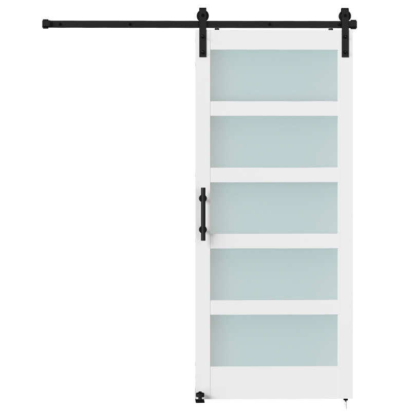 HOMCOM Sliding Door, 36" x 84" Sliding Barn Door with Hardware Kit Included & Handle, PVC Surface, White