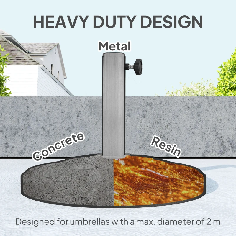 Outsunny Round Patio Umbrella Base, 26 lbs Resin Umbrella Stand Base, Heavy Duty Patio Umbrella Holder, Black