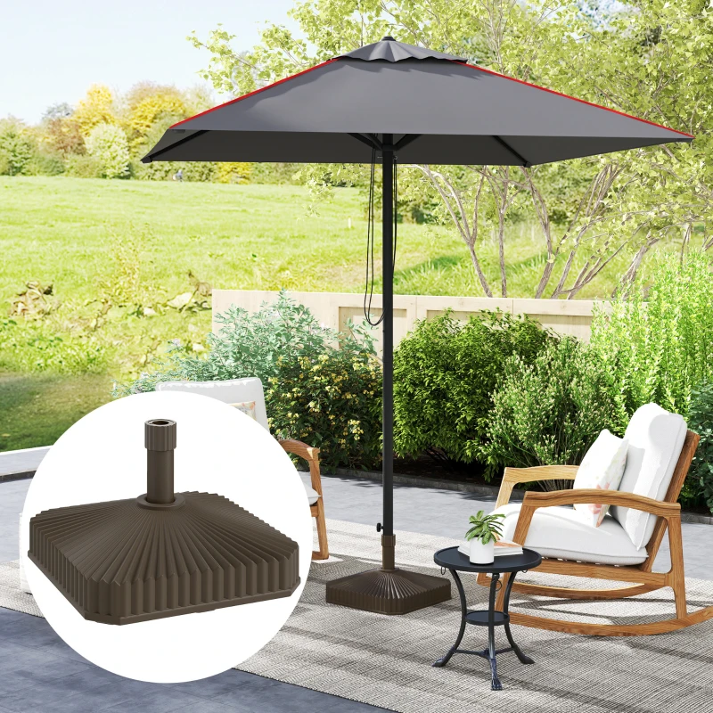 Outsunny Patio Umbrella Base Umbrella Stand, Heavy Duty Outdoor Umbrella Stand Base 17.7" L x 17.7" W x 11.8" H Brown